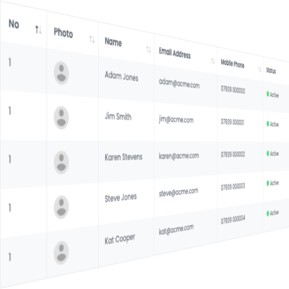 User management screenshot
